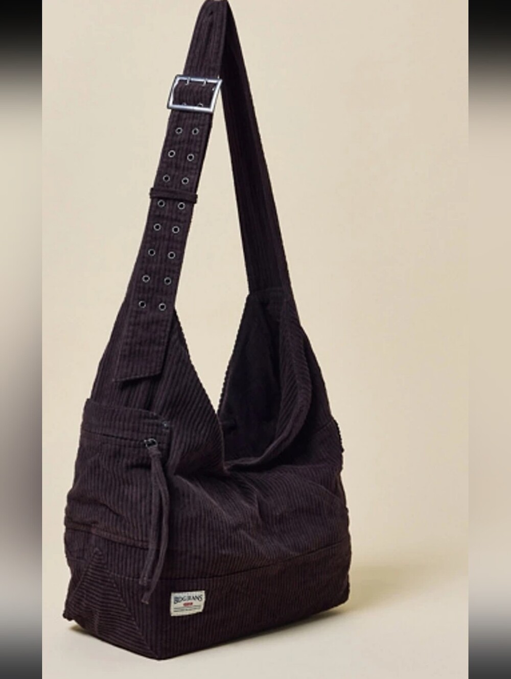 Corduroy Sling Bag in Dark Brown by
